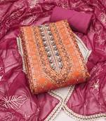 Multicolor embroidered cotton semi stitched churidar dress-materials