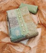 Multicolor sequins organza semi stitched churidar dress-materials