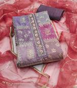 Multicolor sequins organza semi stitched churidar dress-materials