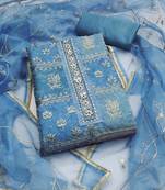 Multicolor sequins organza semi stitched churidar dress-materials