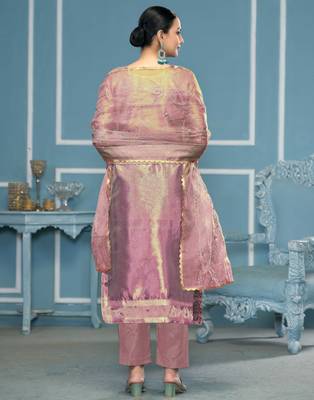Purple woven organza churidar dress-materials 3