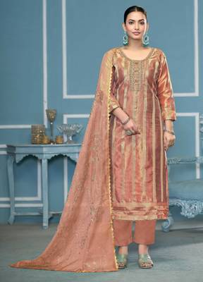 Rose woven organza churidar dress-materials 1