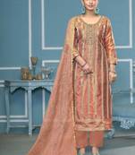 Rose woven organza semi stitched churidar dress-materials