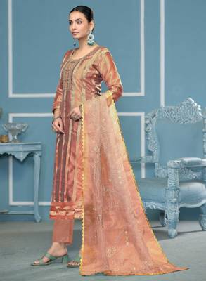 Rose woven organza churidar dress-materials 2