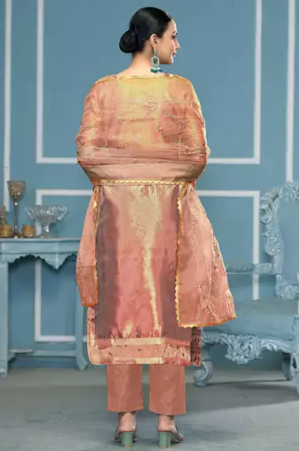 Rose woven organza churidar dress-materials