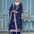 Navy-blue woven banarasi semi stitched churidar dress-materials