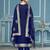 Navy-blue woven banarasi semi stitched churidar dress-materials