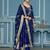 Navy-blue woven banarasi semi stitched churidar dress-materials
