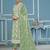 Green embroidered organza semi stitched churidar dress-materials