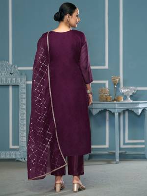 Blue sequins organza churidar dress-materials 3
