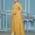 Yellow hand embroidery organza semi stitched churidar dress-materials