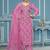 Baby-pink hand embroidery organza semi stitched churidar dress-materials