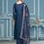 Blue woven cotton semi stitched churidar dress-materials