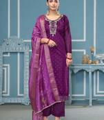 Violet woven cotton semi stitched churidar dress-materials