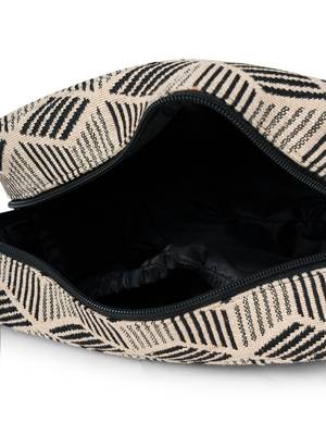 tribal beige & black cotton canvas diamond jacquard travel pouch 7