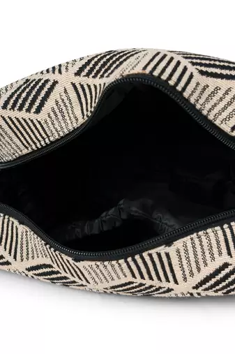 tribal beige & black cotton canvas diamond jacquard travel pouch