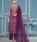 Multicolor hand embroidery shimmer semi stitched churidar dress-materials
