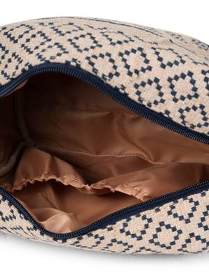 tribal beige & navy cotton canvas tribal jacquard travel pouch 7