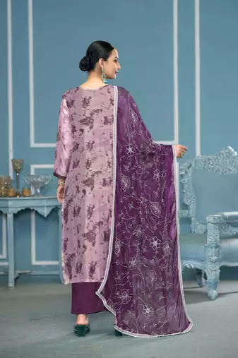 Multicolor hand embroidery organza churidar dress-materials