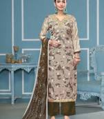 Multicolor hand embroidery organza semi stitched churidar dress-materials