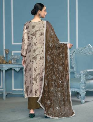 Multicolor hand embroidery organza churidar dress-materials 3