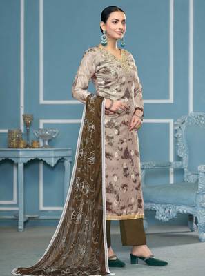 Multicolor hand embroidery organza churidar dress-materials 4