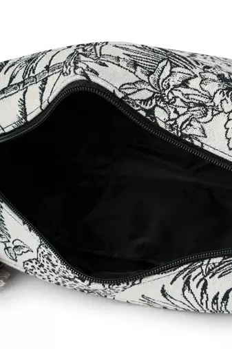 tribal natural & black cotton canvas toile jacquard travel pouch