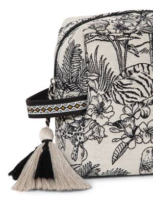 tribal natural & black cotton canvas toile jacquard travel pouch 8