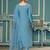 Sky-blue sequins cotton silk semi stitched churidar dress-materials