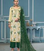 Multicolor hand embroidery viscose semi stitched churidar dress-materials