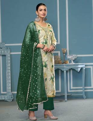 Multicolor hand embroidery viscose churidar dress-materials 4