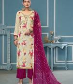 Multicolor hand embroidery viscose semi stitched churidar dress-materials