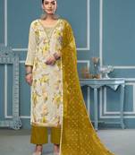 Multicolor hand embroidery viscose semi stitched churidar dress-materials