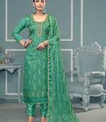 Light-green sequins organza semi stitched churidar dress-materials