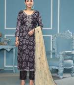 Black woven viscose semi stitched churidar dress-materials