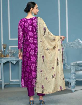 Purple woven viscose churidar dress-materials 3