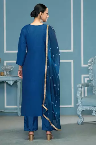 Blue woven cotton silk churidar dress-materials