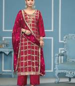 Pink woven cotton silk semi stitched churidar dress-materials