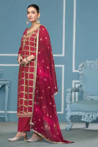 Pink woven cotton silk churidar dress-materials
