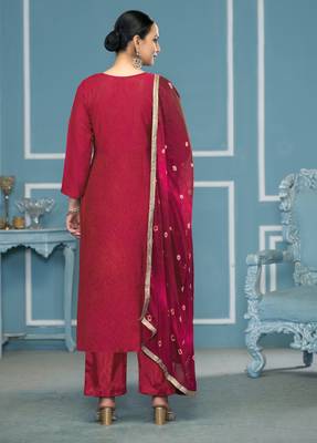 Pink woven cotton silk churidar dress-materials 3