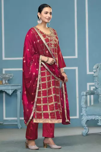 Pink woven cotton silk churidar dress-materials