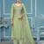Light-green embroidered cotton silk semi stitched churidar dress-materials