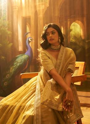 olive organza embroidered lehenga choli with dupatta 7