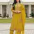 Yellow embroidered cotton stitched pakistani salwar suit
