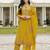 Yellow embroidered cotton semi-stitched pakistani salwar suit
