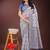 blue color woven work linen cotton saree