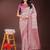 pink color woven work linen cotton saree