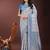 sky blue color woven work linen cotton saree