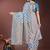 sky blue color woven work linen cotton saree