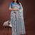 sky blue color woven work linen cotton saree